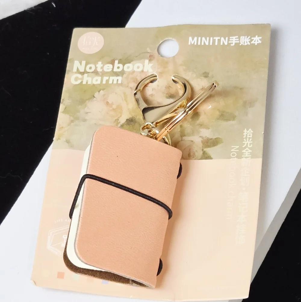Mini Pink Traveler’s Notebook Keychain Faux Leather Journal Bookish Bag Charm